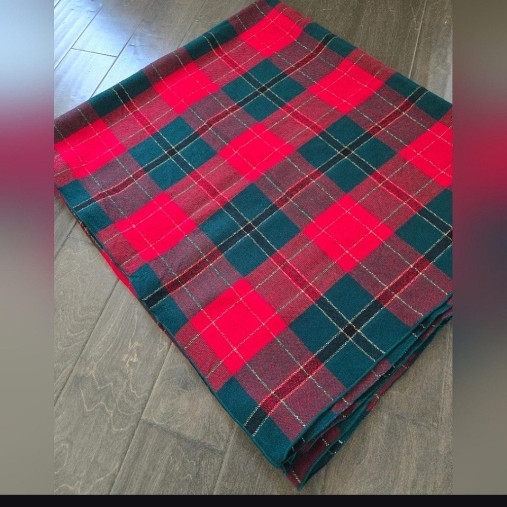 Vintage Red, Green, Gold Vintage Square tablecloth by Vera Neumann